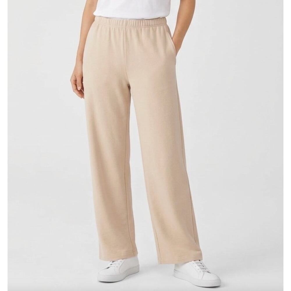 NEW Naked Wardrobe French Terry Wide Leg Sweatpants High Waist Nude Large